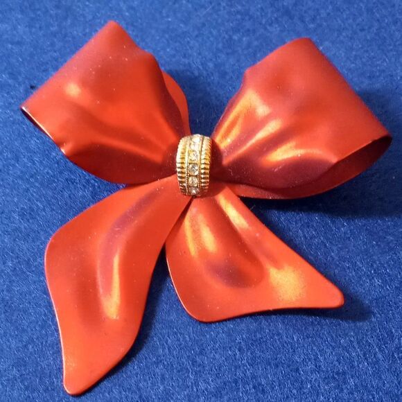 Vintage Red Ribbon/Bow Brooch - Picture 1 of 4
